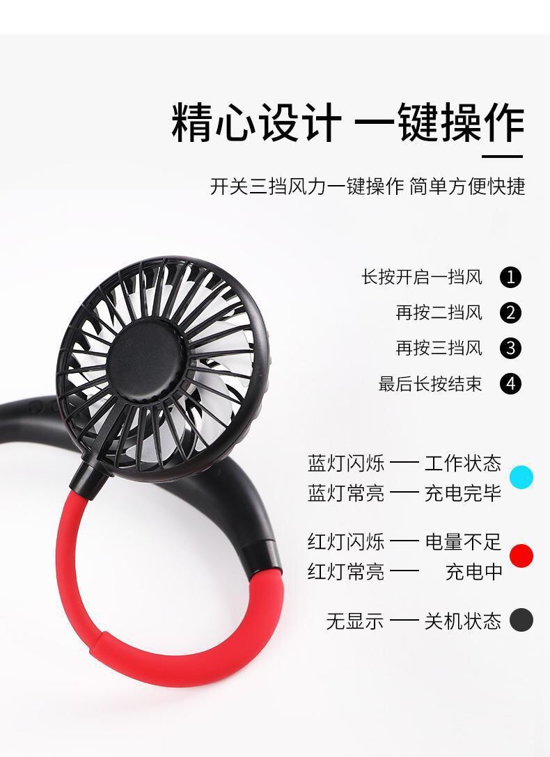 Mini handheld cartoon USB charging fan for hanging neck, Douyin Internet celebrity lazy dormitory, one-piece consignment pic 3
