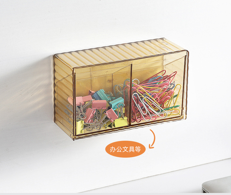 免打孔简约壁挂式塑料棉签收纳盒多功能翻盖防尘卫生巾收纳盒小物详情6