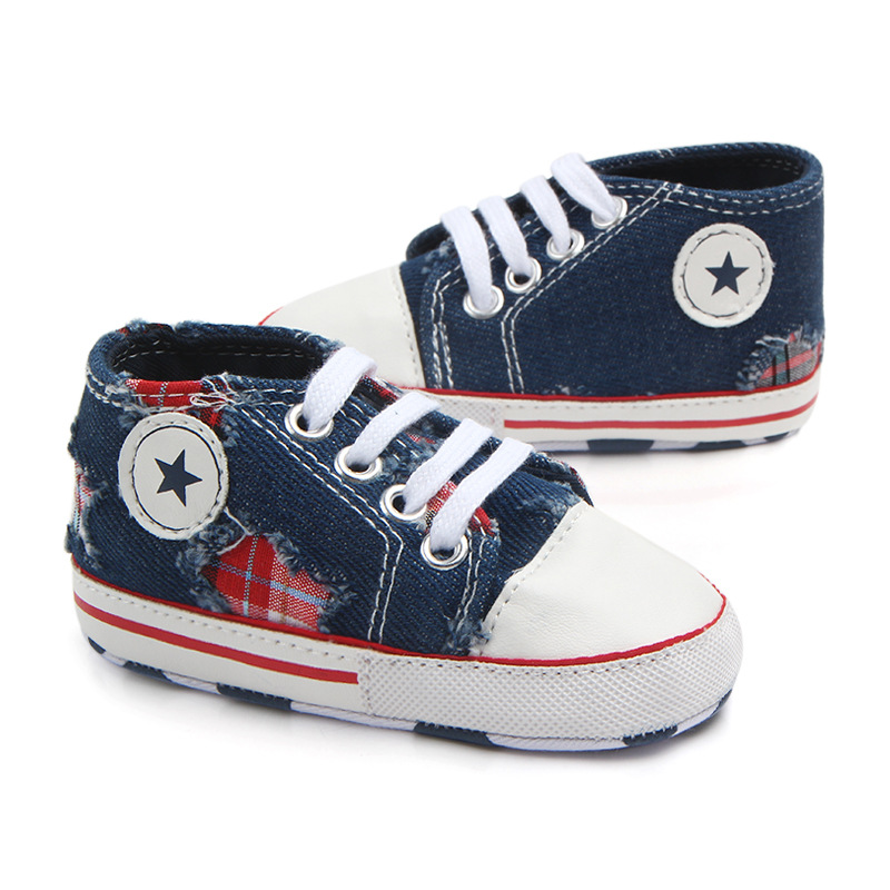 Wholesale of baby shoes for foreign trade, baby shoes, lace-up denim, perforated walking shoes 1247 pic 2