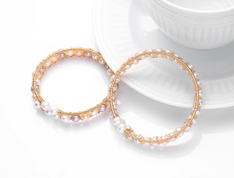 Natural freshwater pearl 14K gold-plated wound bracelet, multi-bead one-arrow heart-piercing double-row bracelet, a grand European and American girl pic 15