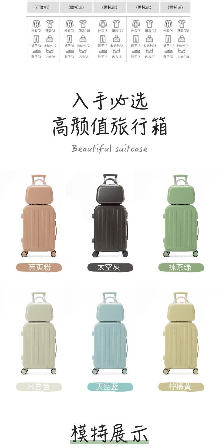 小清新行李箱女日系拉杆箱男结实耐用学生万向轮密码旅行箱皮箱子详情11
