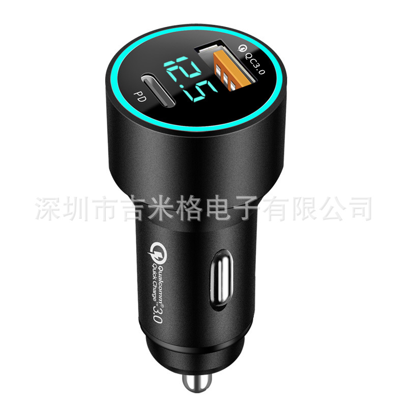 新款qc3.0车充66W 65W 40W超级快充数显车充PD20W双USB车载充电器详情28