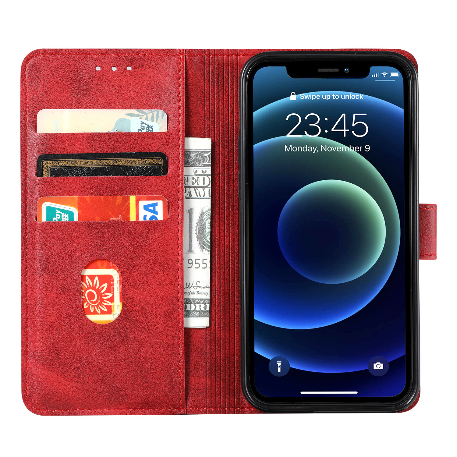 Suitable for iPhone15 wallet case, 8Plus phone case, calfskin genuine leather protective case, and SIM card for iPhone7 pic 19