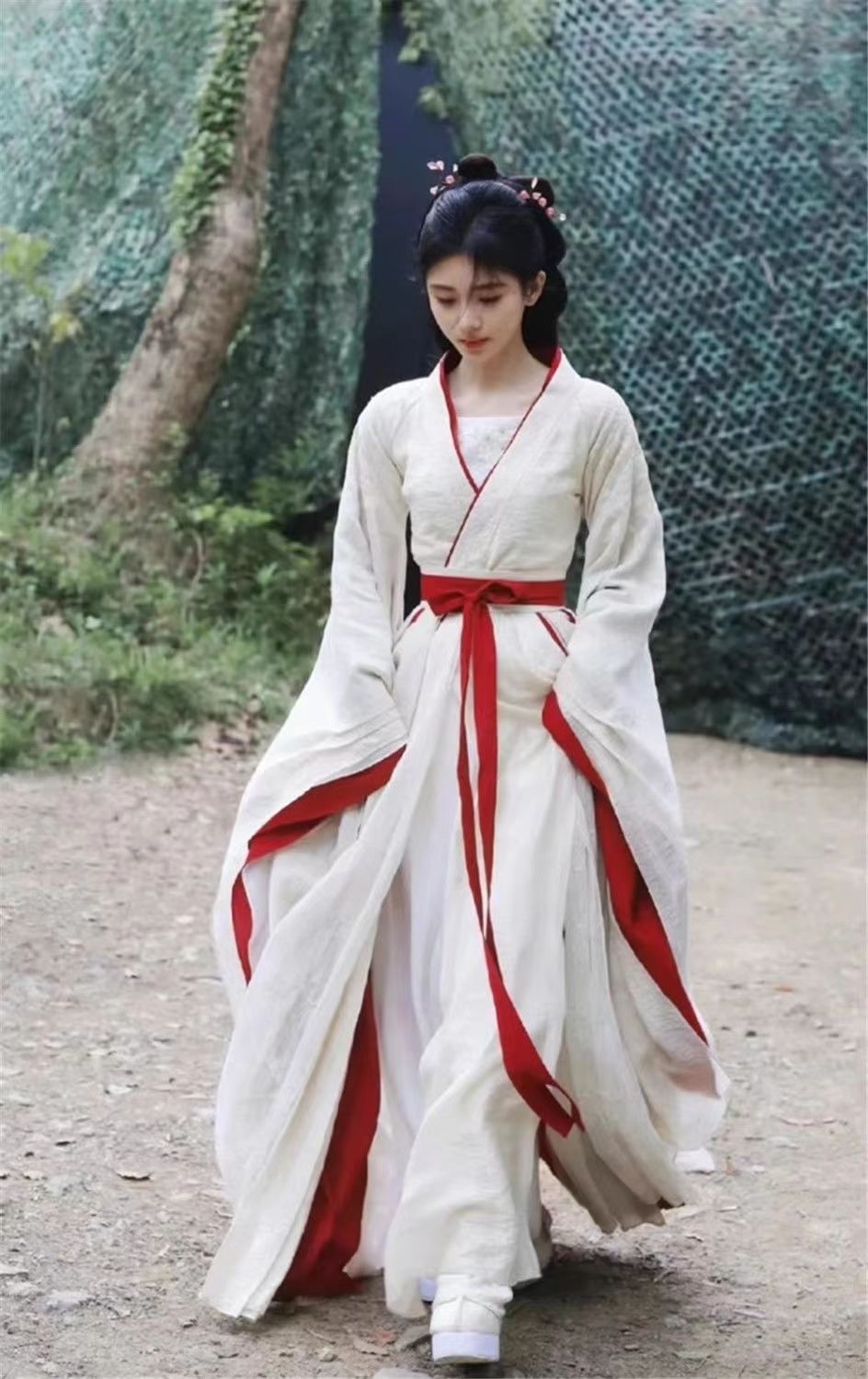国潮花间令鞠婧祎同款影视古装汉服女2024新款魏晋风交领齐腰直裾襦裙详情1