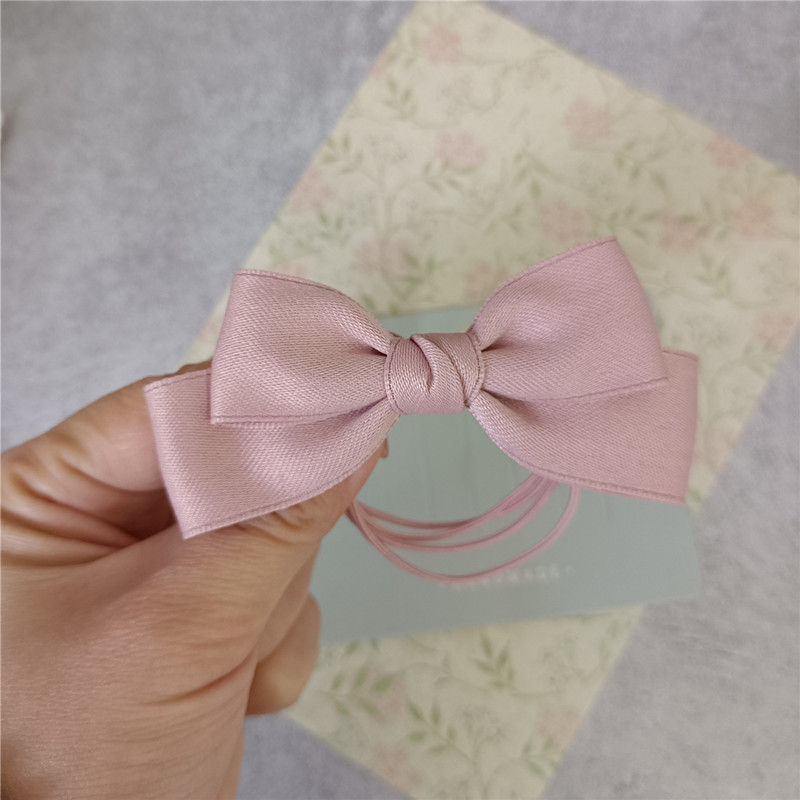 春夏新款甜美复古少女学生多股高弹头绳浅粉色蝴蝶结皮筋发圈发绳详情2