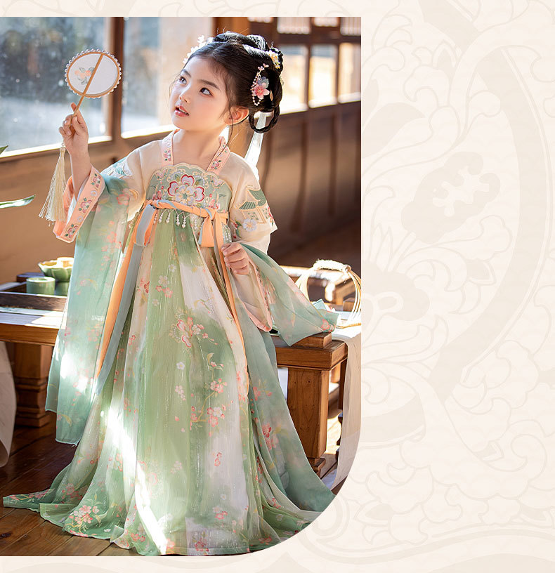 国潮女童汉服夏季新款樱花季古装拍照中国风夏季襦裙小女孩超仙公主裙详情17