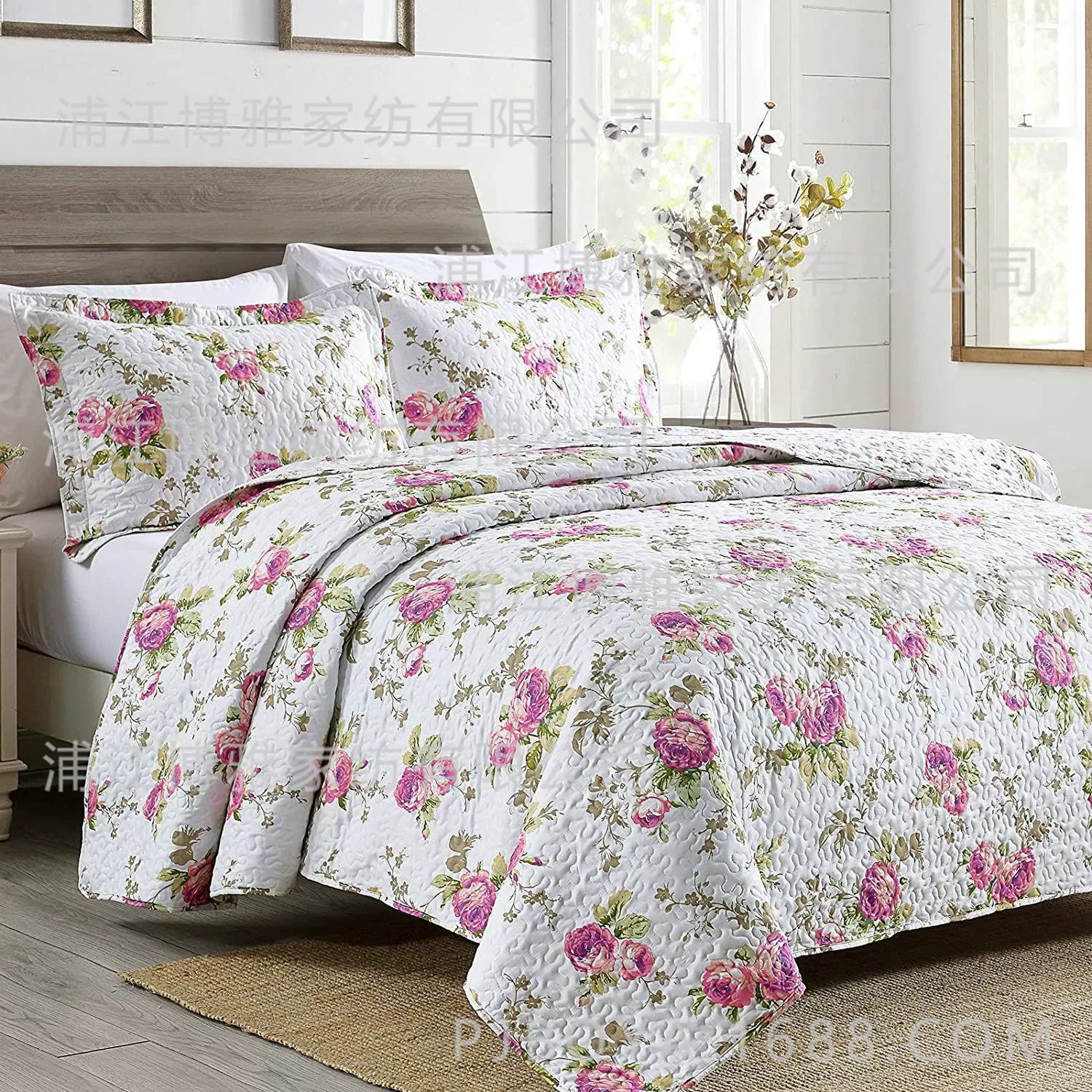 Pujiang Boya Home Textile Printed Fresh Korean Country Style Soft and skin-friendly homestay sewing Quilt Three-piece set pic 8