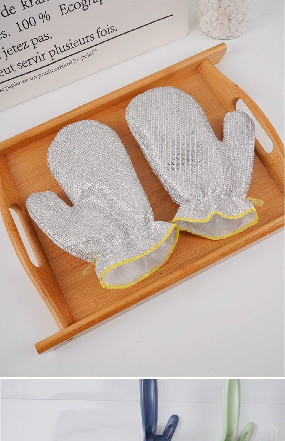 钢丝洗碗手套厨房家务清洁耐用防水刷碗非钢丝球防烫隔热刷锅手套详情13