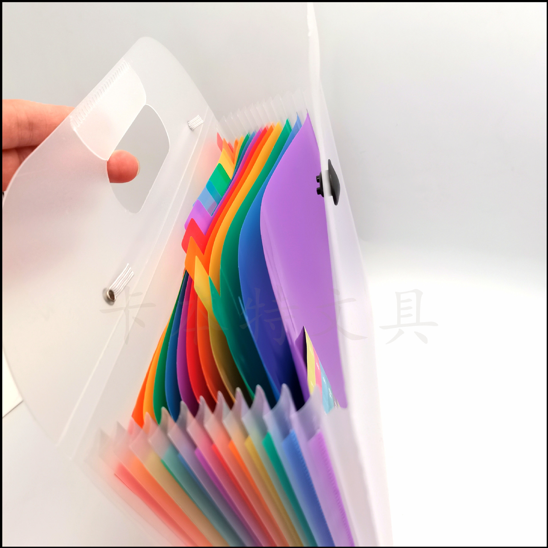 Frosted transparent horizontal organ bag, 13 layers, A4 ticket bag, document bag, binding strap, vertical document storage bag, folder pic 5