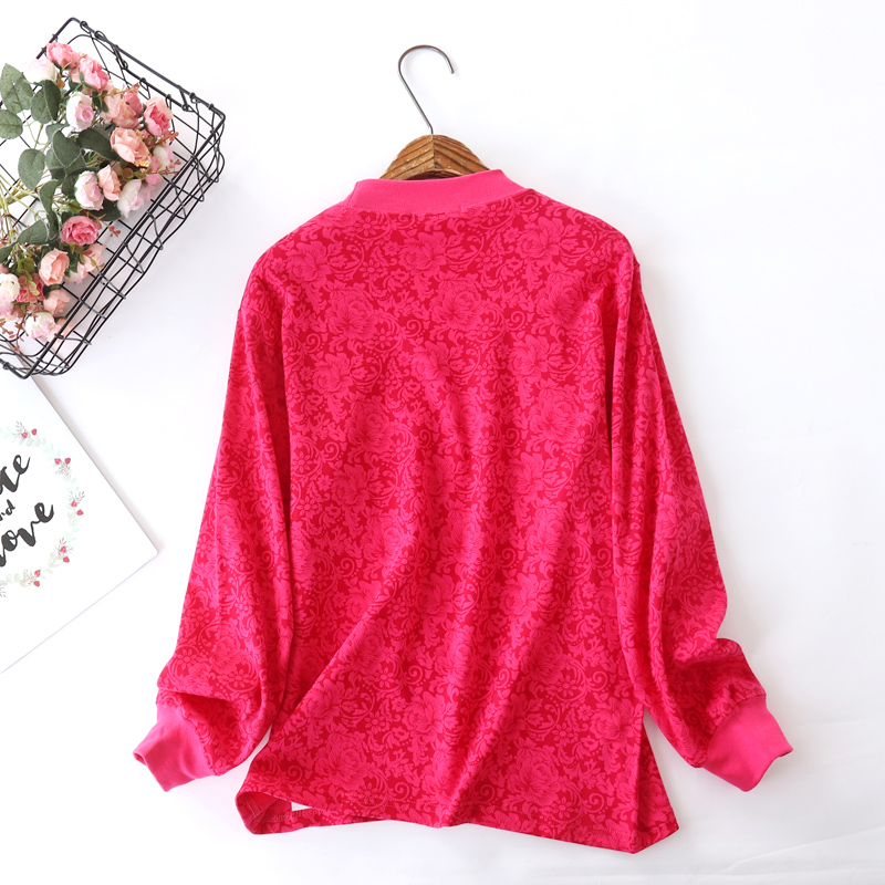 单件中老年女士秋衣纯棉上衣加肥加大码半中高领老人线衣200斤薄详情8