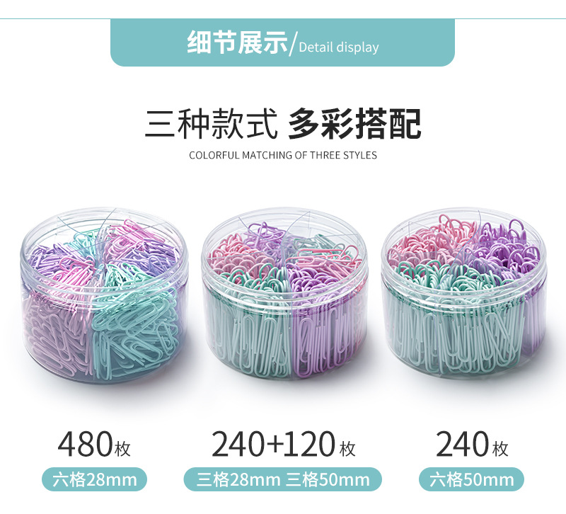 Cross-border bulk large-capacity color paper clips, large and small paper clips wholesale, data storage pins pic 6