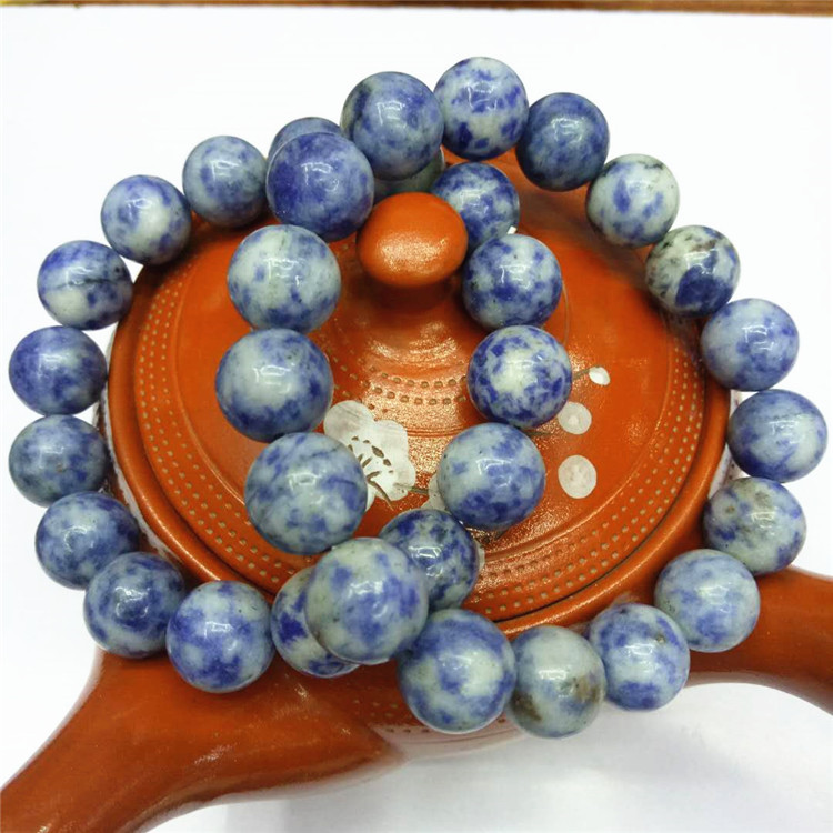 Retro original jewelry, blue pattern stone bracelet DIY, white dot blue natural stone bracelet wholesale factory direct sales, hot sale pic 3