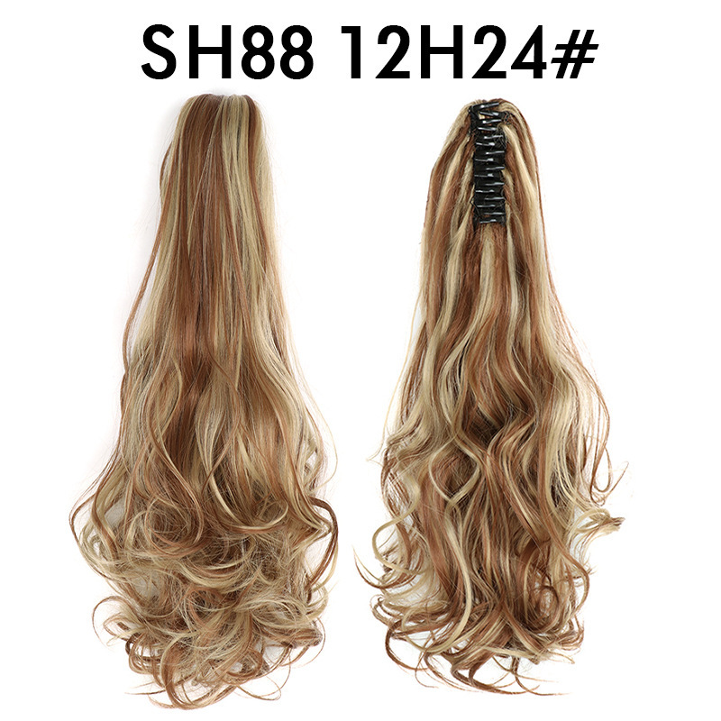 European and American style claw clip long curly hair, tiger mouth claw clip ponytail simulation wig, fluffy and natural ponytail pic 14