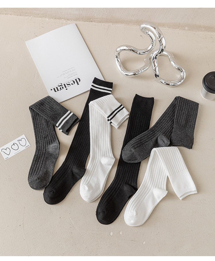 New Spring and summer calf socks for girls, Japanese solid color street JK campus socks, breathable high cotton socks for girls pic 8