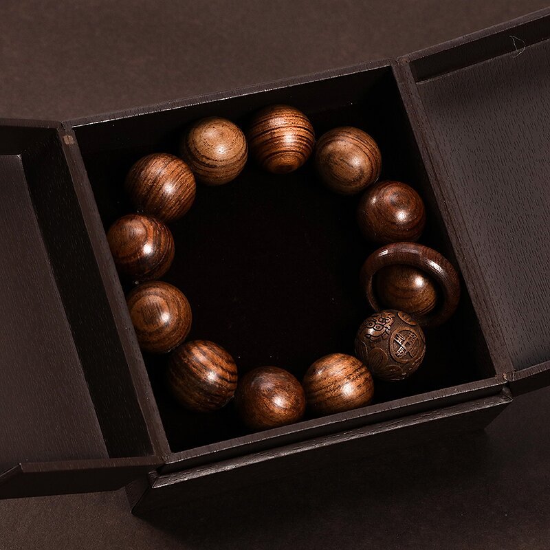 黑花梨男士佛珠手串紫光檀阴沉木跑环手串批发佛珠手链直播福利详情2