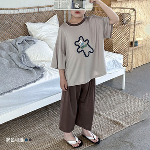 熊猫圆圆儿童T恤上衣薄款 湖州织里童装2024夏新款渐变色男童短袖详情14