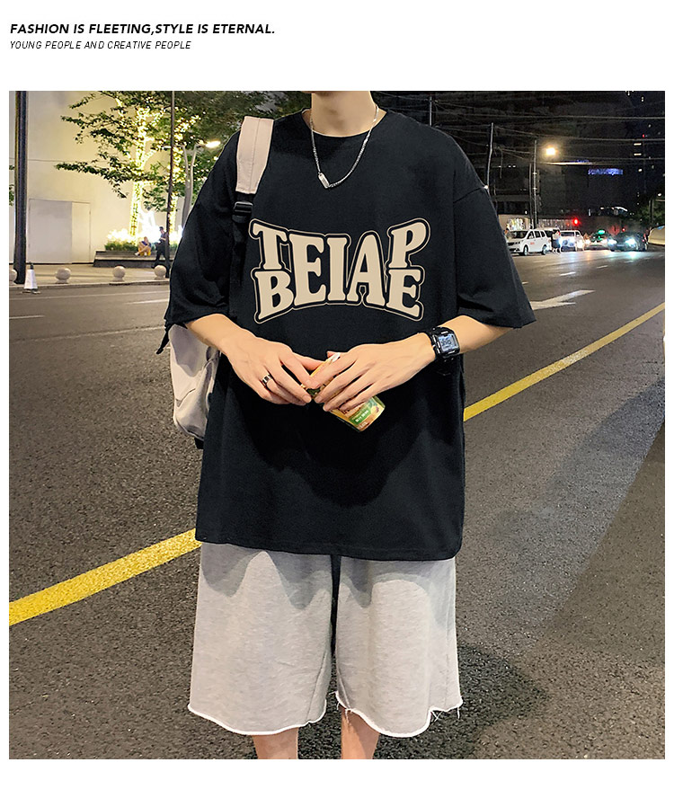 港风复古棉短袖T恤男ins潮牌夏季2024新款男装oversize宽松体恤详情12
