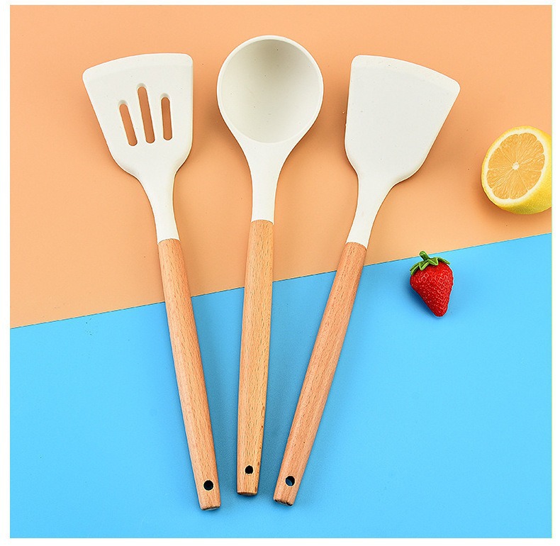 硅胶锅铲三件套不粘锅专用炒菜铲子食品级硅胶汤勺煎铲厨具套装详情13