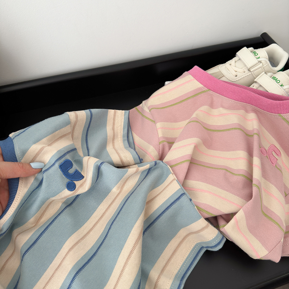 立体刺绣儿童新款短袖T恤夏装宽松韩版上衣休闲打底衫批发代发详情11