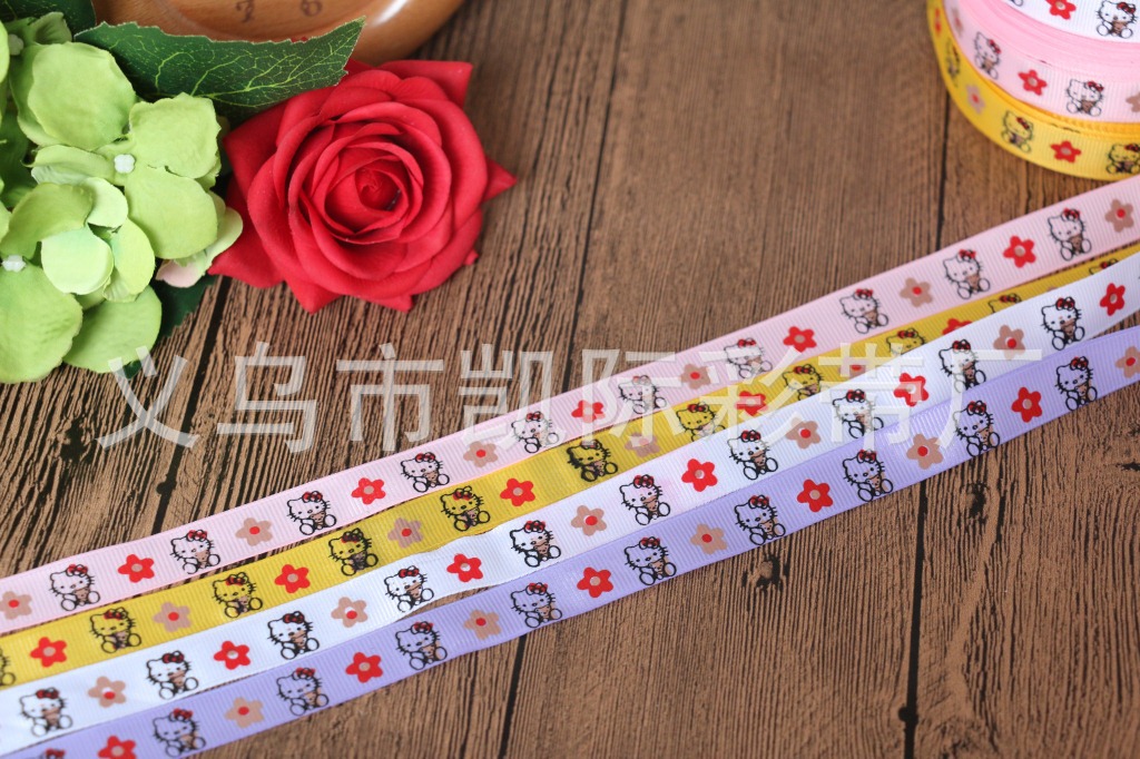 hello kitty webbing, satin ribbon, colored ribbon, festival decoration gift ribbon, flower gift packaging gift ribbon pic 6