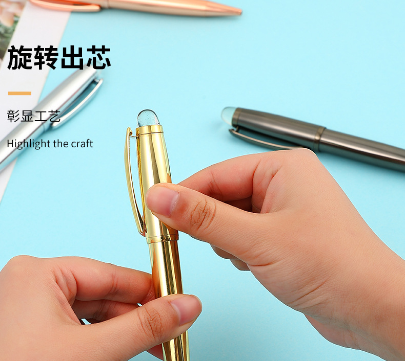 Metal pen, crystal tip ballpoint pen, electroplated colored metal ballpoint pen, office pen pic 6