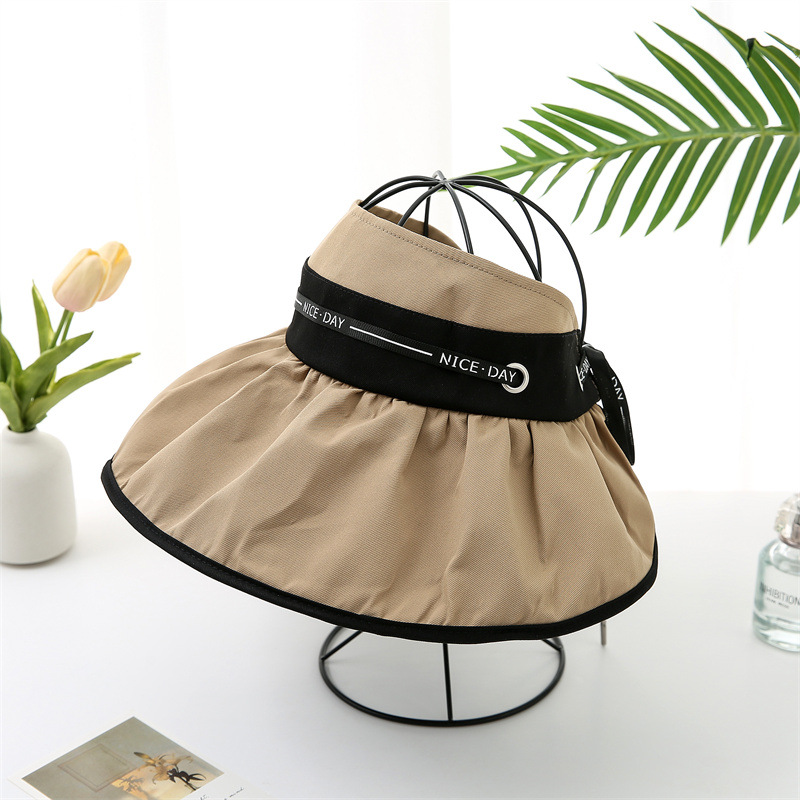 夏季帽子黑胶大沿空顶遮阳帽带壳调节防紫外线可折叠户外沙滩防晒详情7