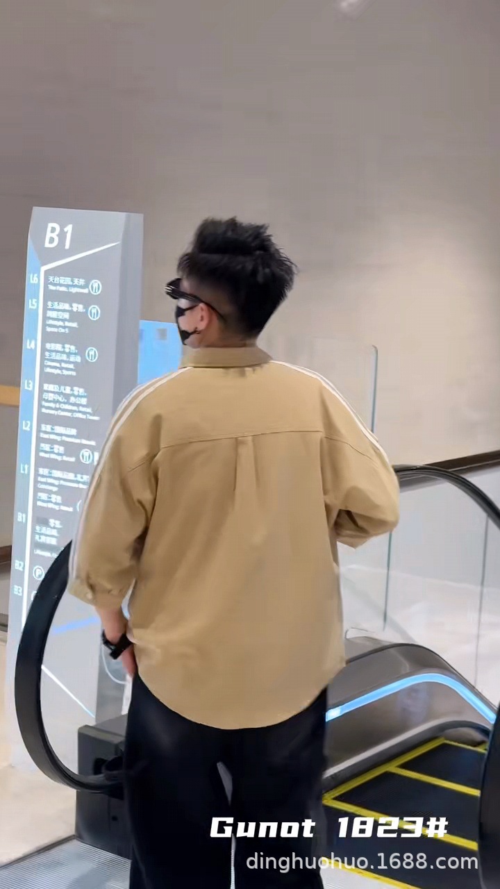 衬衫男士夏季潮流五分袖衬衣男装帅气短袖上衣服薄款七分中袖寸衫详情24