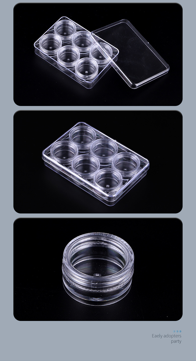 圆瓶6个套装密封塑料透明圆瓶首饰隐形美瞳整理盒面霜乳液圆瓶0772详情4