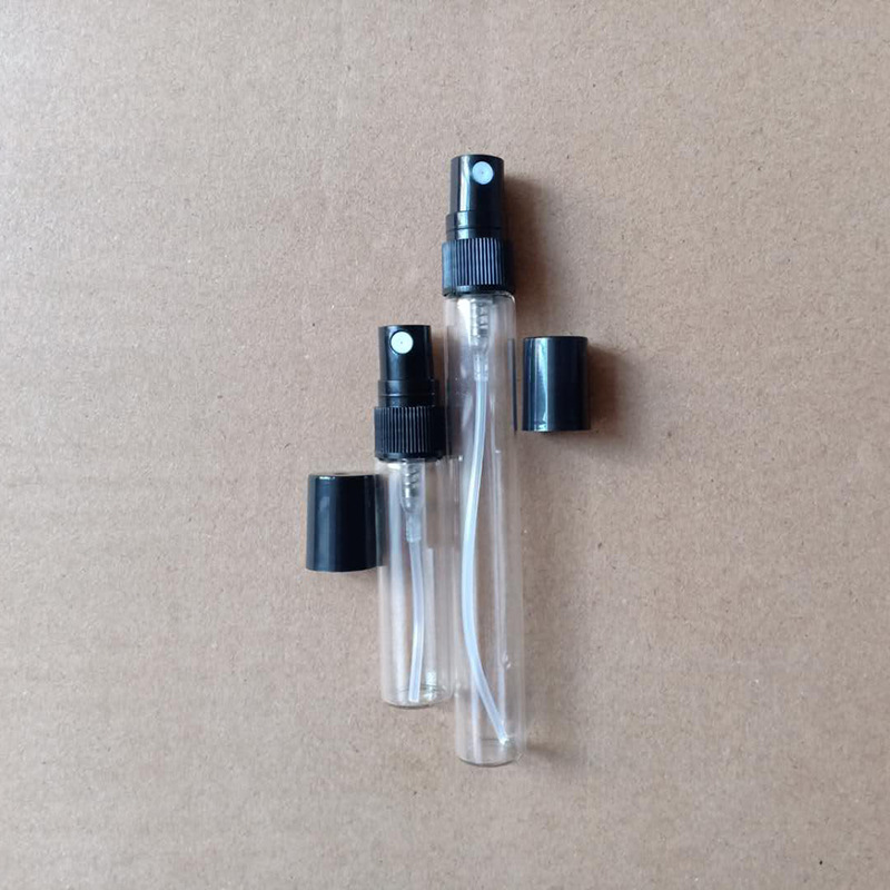 Available in stock: 2ml, 3ml, 5ml, 10ml black and white spray perfume samples, glass portioned spray empty bottles, pulled tube bottles pic 18