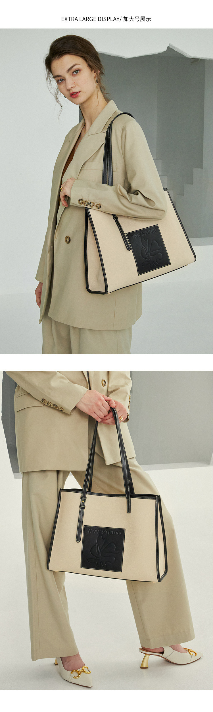 广州真皮女包大容量新款包包女小众单肩包秋冬托特包牛皮斜挎大包详情12