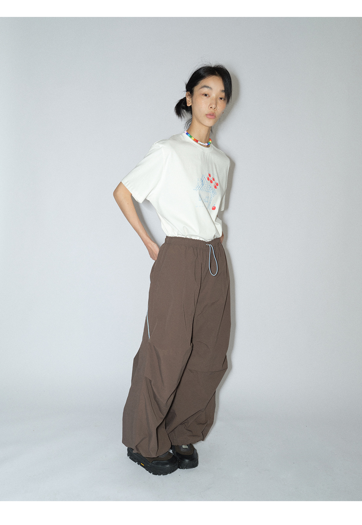 [识时]新品纯棉童真印花宽松舒适百搭休闲圆领套头T恤上衣女V8270详情9