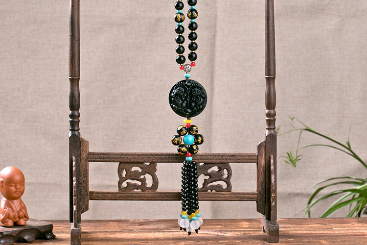 Obsidian gourd car hangers are selling well. Beaded Buddha statue interior products are available for wholesale from car hanger manufacturers pic 13