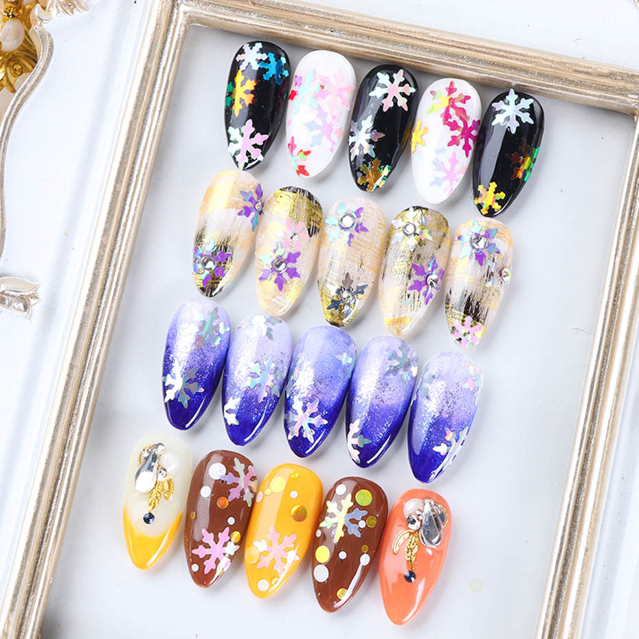 Cross-border source nail polish sequin bottle, Japanese autumn and winter 10mm Christmas snowflake sequin nail decoration nail pic 8