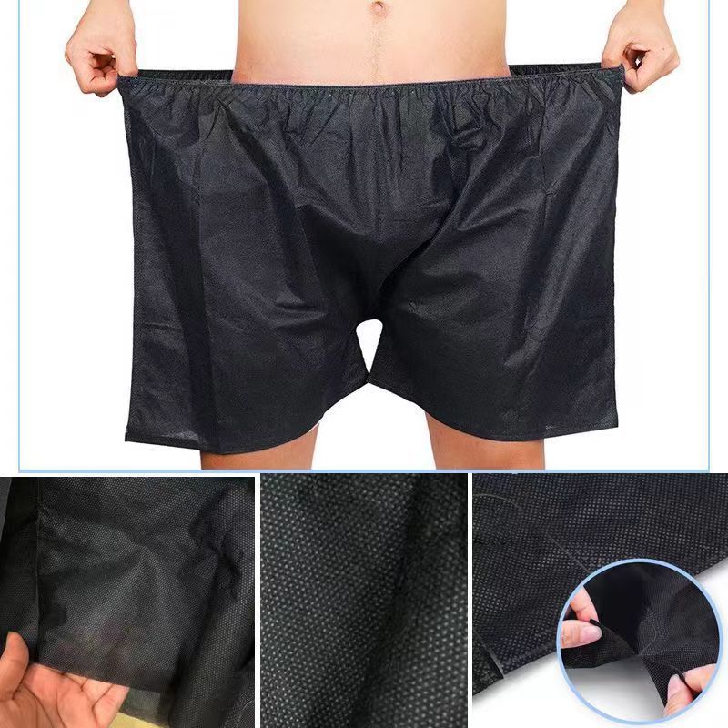 一次性短裤加肥加大黑色平角裤男士内裤足疗足浴按摩美容院平角裤详情8