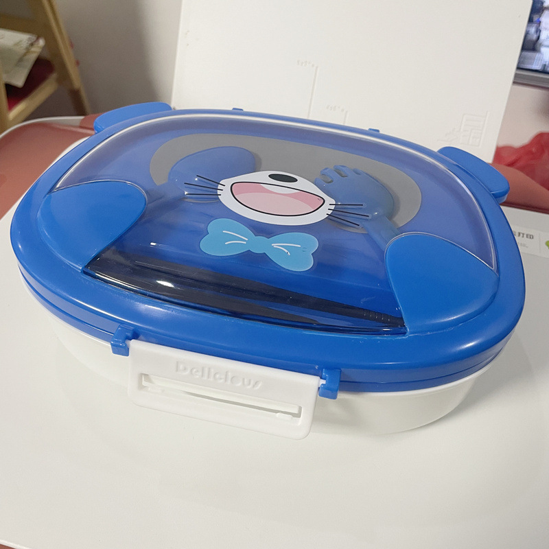 儿童分格餐盘可爱卡通幼儿园小学生带餐具宝宝保温便当饭盒汤匙叉详情11