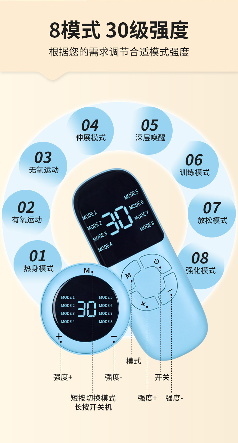 Factory direct supply of intelligent ems pulse arm slimming magic device, arm beauty device, leg lazy person fat-burning massage device wholesale pic 11