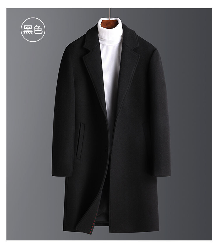 2022羊毛呢大衣男中长款韩版休闲男士中青年风衣冬季加厚呢子外套详情13