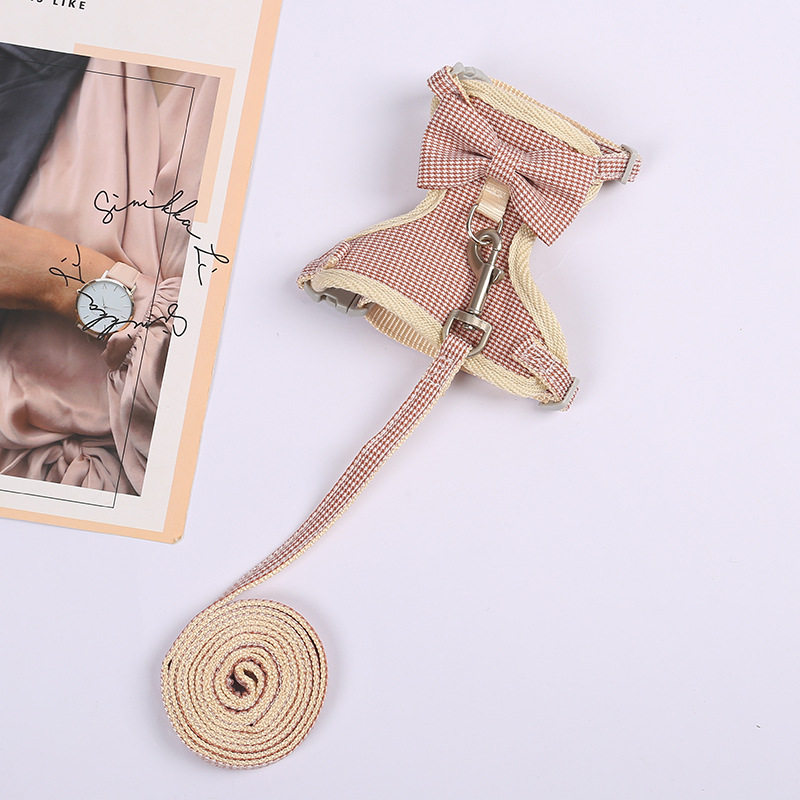 Factory direct sales of cartoon cat bow chest and back straps, sweet pet leash, vest-style cat walking leash wholesale pic 13
