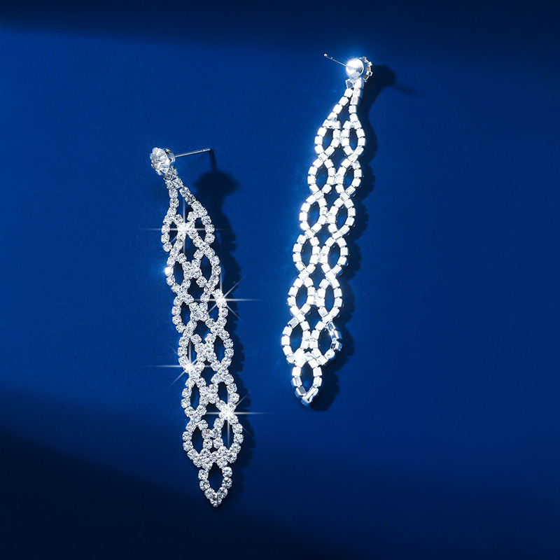 欧美夸张长耳环韩版气质满钻耳环水钻流苏夜店耳饰礼服宴会耳饰品详情42