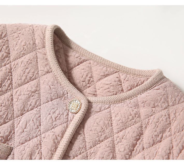 设计感菱形棉衣女V领轻薄好叠穿小香风棉服外套2022秋冬款详情17