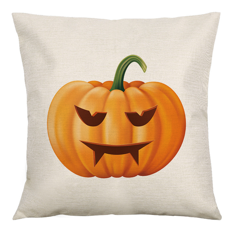 Halloween pumpkin linen pillowcase home fabric cushion pic 7