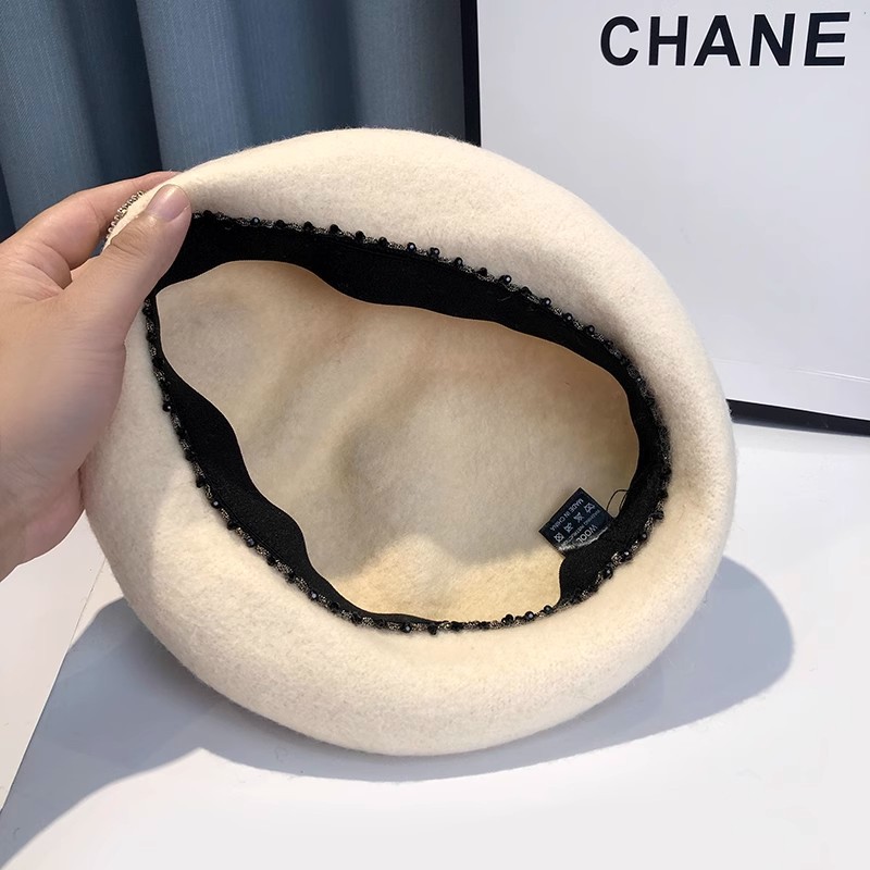 小众设计感贝雷帽女秋冬保暖毛呢帽子显脸小画家帽日系复古南瓜帽详情22