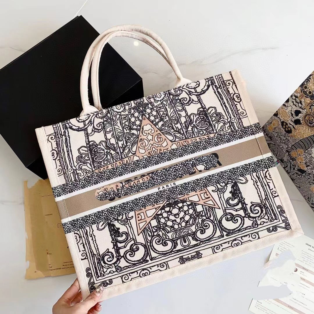 2023新款托特包大容量手提帆布包刺绣通勤大包包小众质感购物袋潮详情1