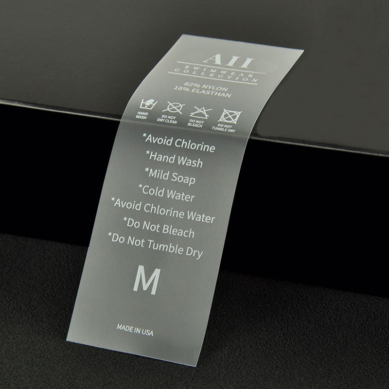 半透明TPU水洗标 柔软耐水洗泳衣TPU尺码标印唛 弹力磨砂透明码标详情3