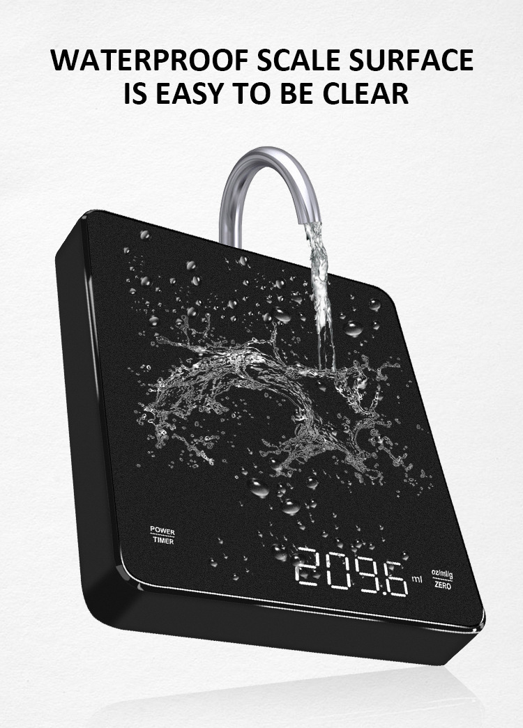 手冲咖啡电子秤自动计时3kg家用厨房秤台称新款LED隐屏充电咖啡称详情8