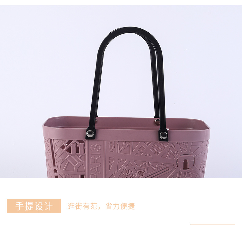 M3- 0674新款手提篮时尚镂空手提储物塑料买菜篮购物篮野餐篮收纳详情7