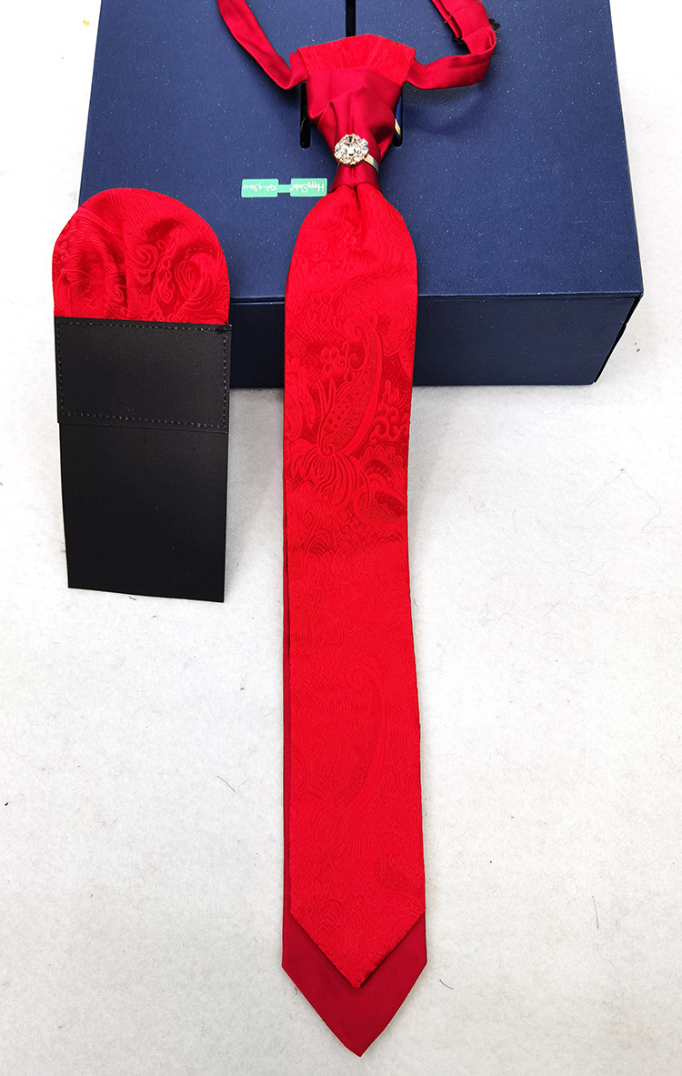 Hong Kong knot tie pocket square set gift with suit photography groom British wedding banquet tie for men pic 15