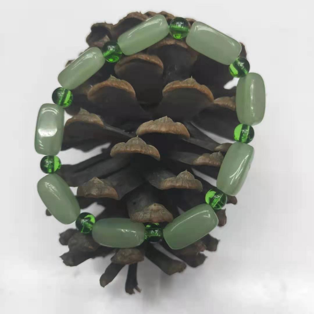 Factory wholesale of natural Dongling jade rectangular irregular combination bracelets, diy green Dongling bracelet jewelry and accessories pic 8