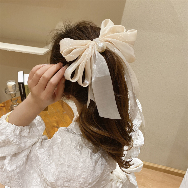 Korean Ogensa Spring/Summer velvet oversized bow spring/summer hair clip for women, hair clip at the back of the head, hair accessory for women pic 8