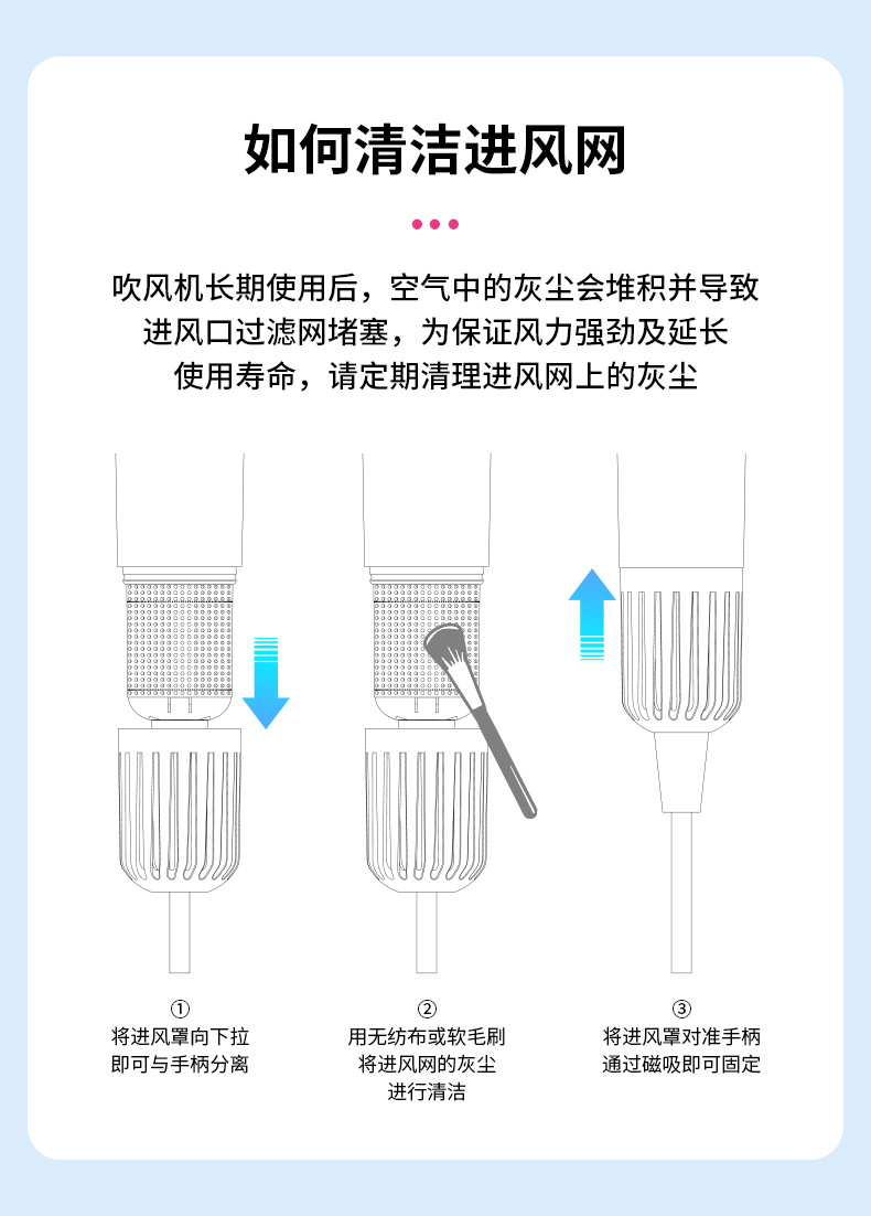 高速吹风机家用大风力负离子护发静音速干发廊t型无叶高速吹风筒详情19